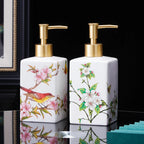 Dispensador de sabão cerâmico 450ml, garrafa desinfetante para as mãos, garrafa de prensa, garrafa de gel de banho para hotel, dispensação de detergente para lavanderia