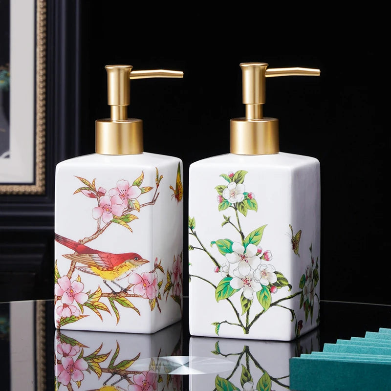 Dispensador de sabão cerâmico 450ml, garrafa desinfetante para as mãos, garrafa de prensa, garrafa de gel de banho para hotel, dispensação de detergente para lavanderia