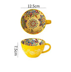 Caneca de chá boêmia da manhã, caneca de café de cerâmica de 13,5 onças para colegas de família, professores, esposas, maridos, irmãs, irmãos engraçados