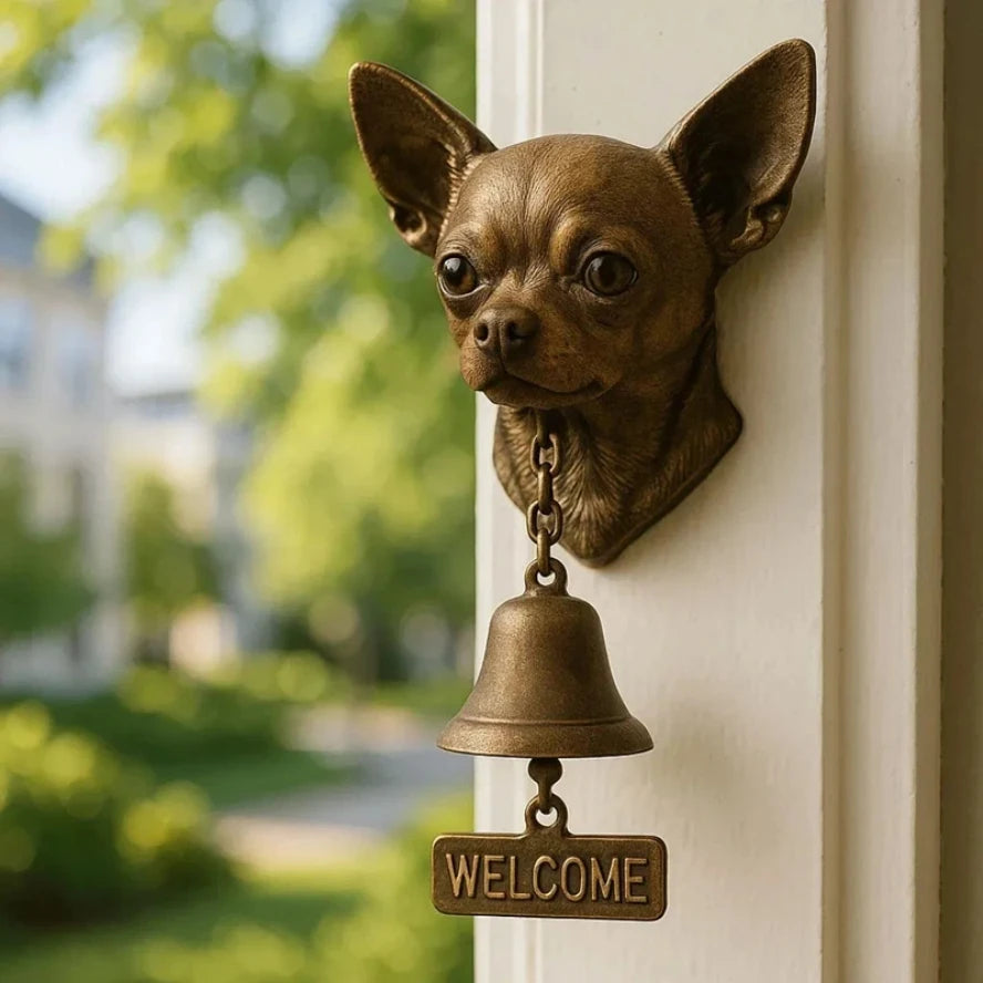 2025 novo cão bem vindo campainha vintage bulldog dobermanann sino de metal lojista campainha para casa escritório entrada montagem na parede decoração