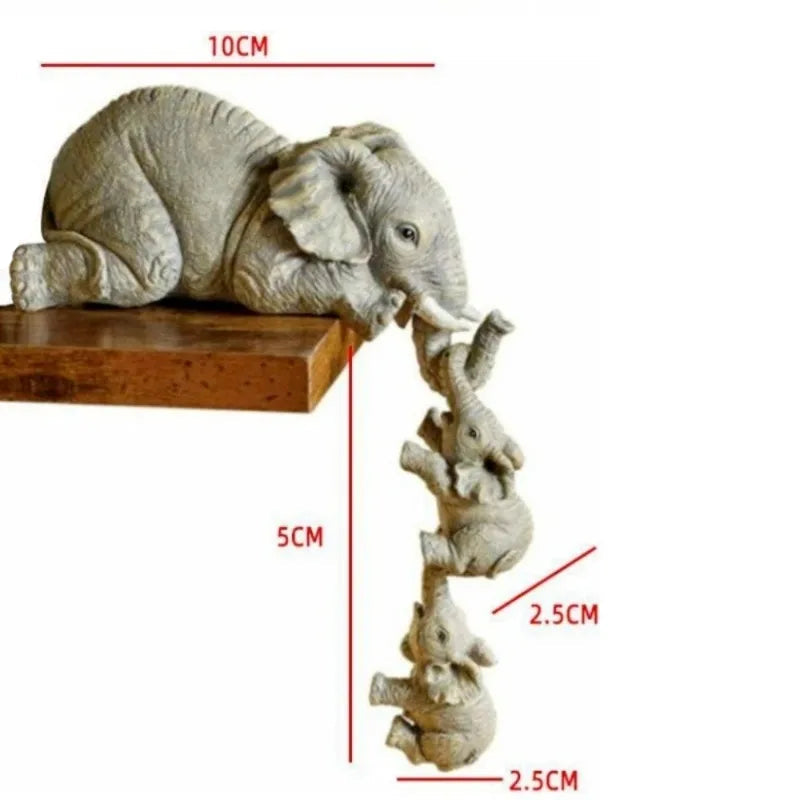 3 pçs/set bonito elefante abraço boneca resina artesanato decoração para casa presente estatuetas decorativas miniaturas acessórios