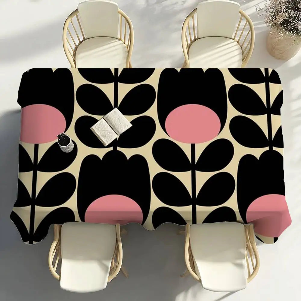 O-Orla Kiely Flor Toalha de mesa Festa em casa Piquenique Sala de jantar Cozinha Patios Toalha de mesa de poliéster à prova de manchas