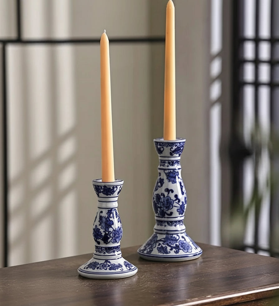 Porcelana azul e branca cerâmica casa castiçal, incenso, decoração de casa simples, estilo chinês