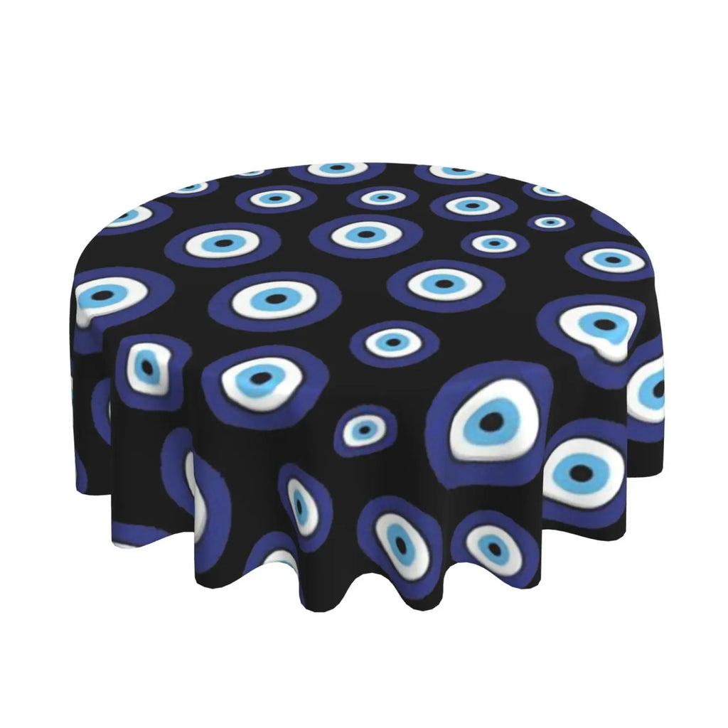 Toalha de mesa redonda de mau olhado, capa de mesa decorativa de tecido, toalha de mesa de 60 polegadas para mesa