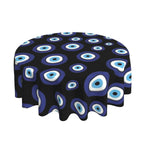 Toalha de mesa redonda de mau olhado, capa de mesa decorativa de tecido, toalha de mesa de 60 polegadas para mesa