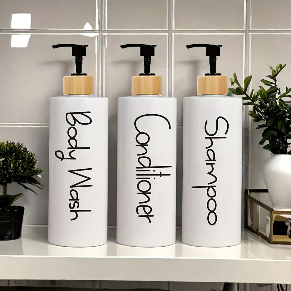 3 pçs dispensador de sabão do banheiro reutilizável bomba mão dispensador garrafa banheiro chuveiro gel shampoo recarregável garrafa recipiente