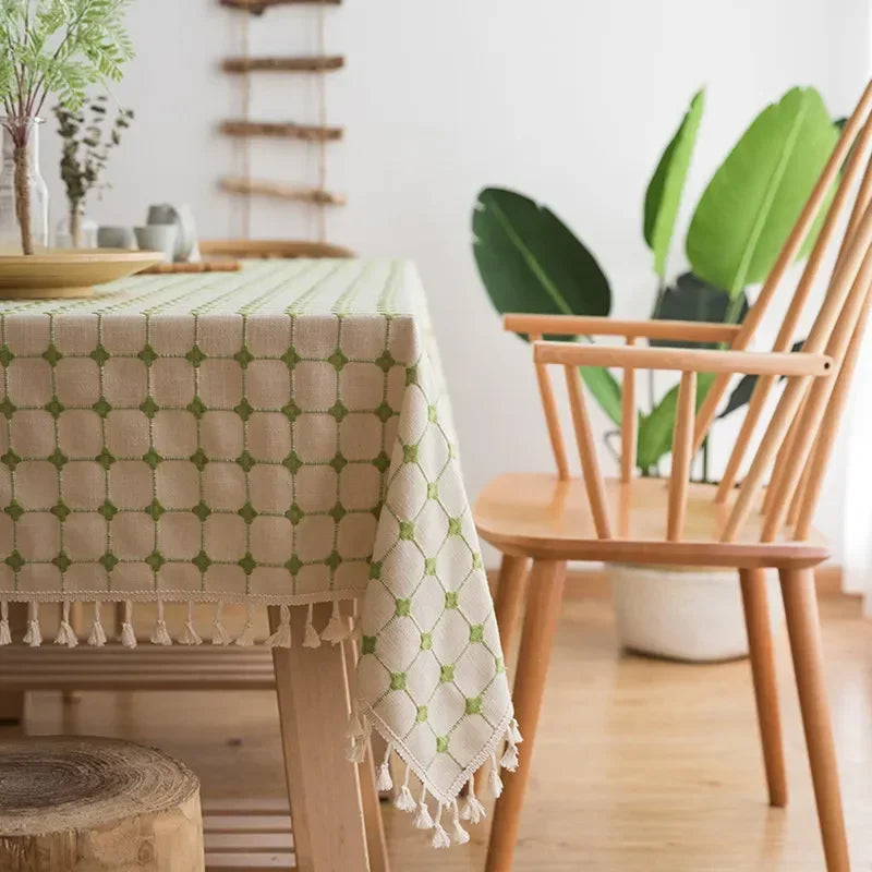 Toalha de Mesa de Linho Japonês Bordada