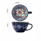 Caneca de chá boêmia da manhã, caneca de café de cerâmica de 13,5 onças para colegas de família, professores, esposas, maridos, irmãs, irmãos engraçados