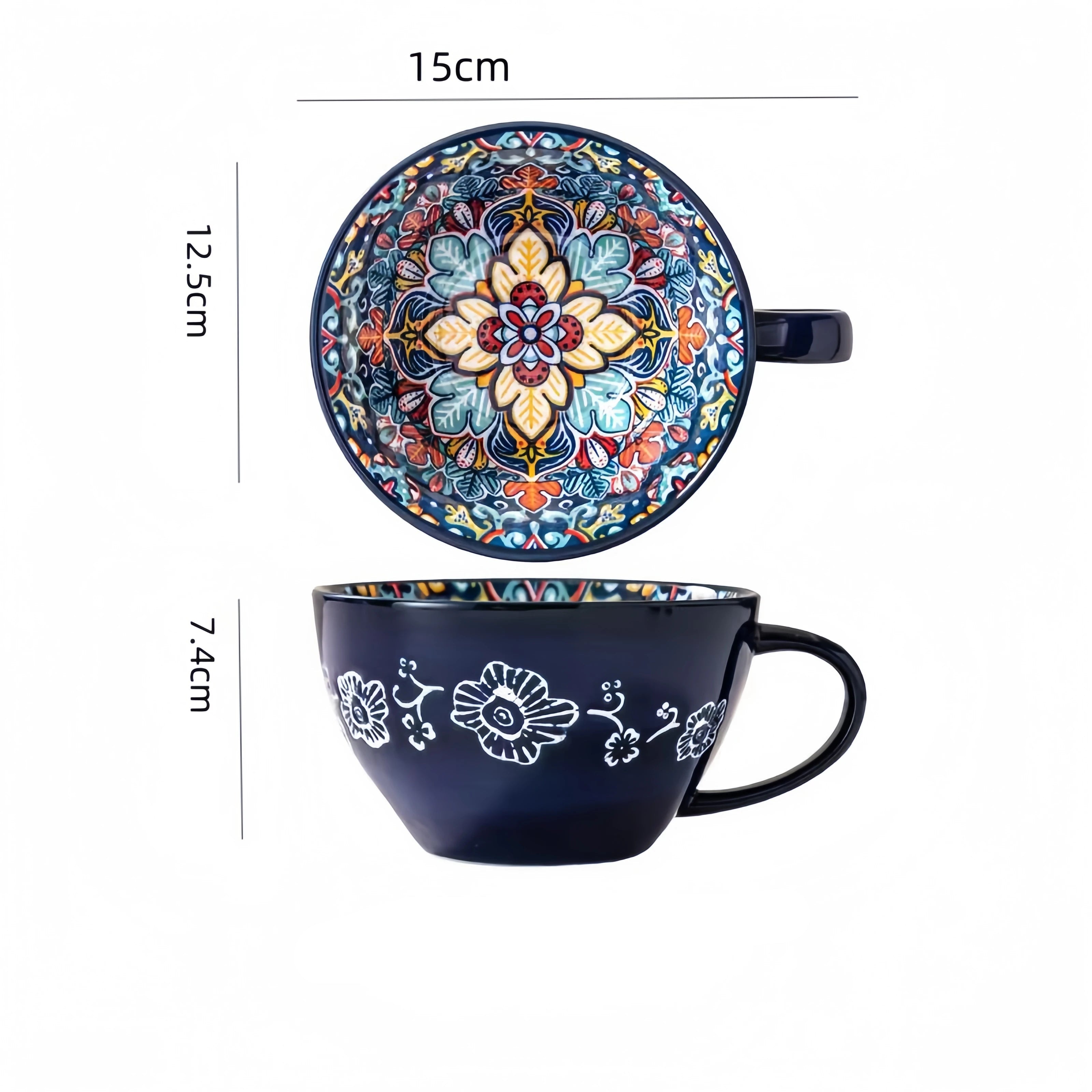 Caneca de chá boêmia da manhã, caneca de café de cerâmica de 13,5 onças para colegas de família, professores, esposas, maridos, irmãs, irmãos engraçados