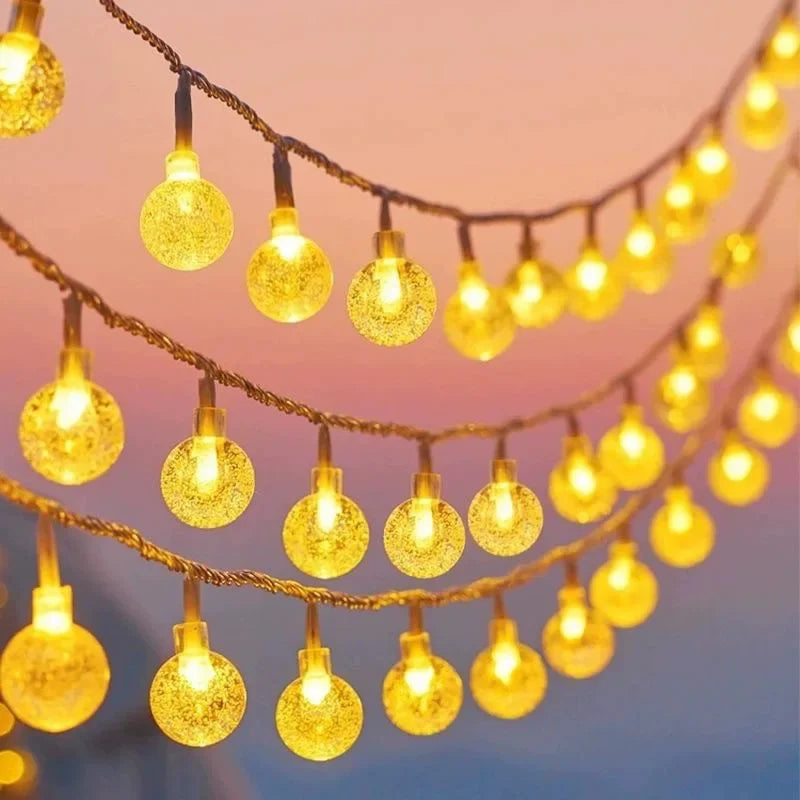 Bolha solar bolas lâmpada luzes da corda ao ar livre gotas de água ao ar livre à prova dwaterproof água orb luzes natal pátio festa de férias