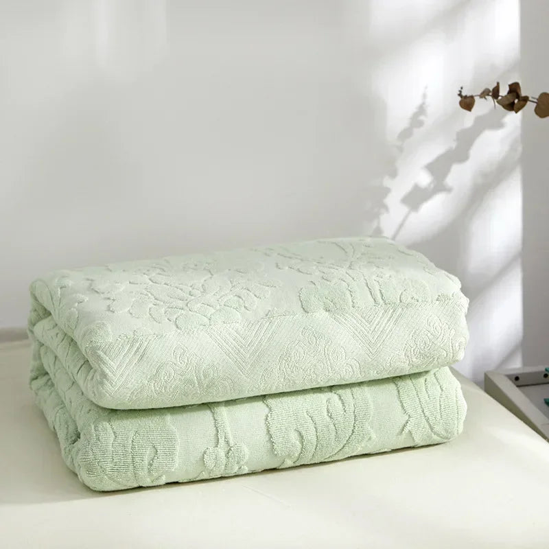 Cobertor de fio de algodão para adultos e crianças Colcha macia e respirável Colcha Jacquard Cobertores de verão no sofá e cama