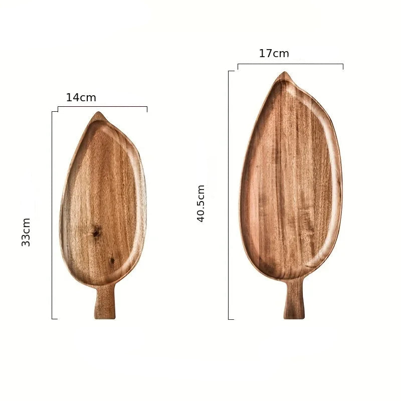 Bandeja estética alta em forma de folha de madeira bandeja de chá da tarde bandeja de sushi ocidental sobremesa bandeja de refeição de frutas bandeja de alimentos de madeira à prova dwaterproof água