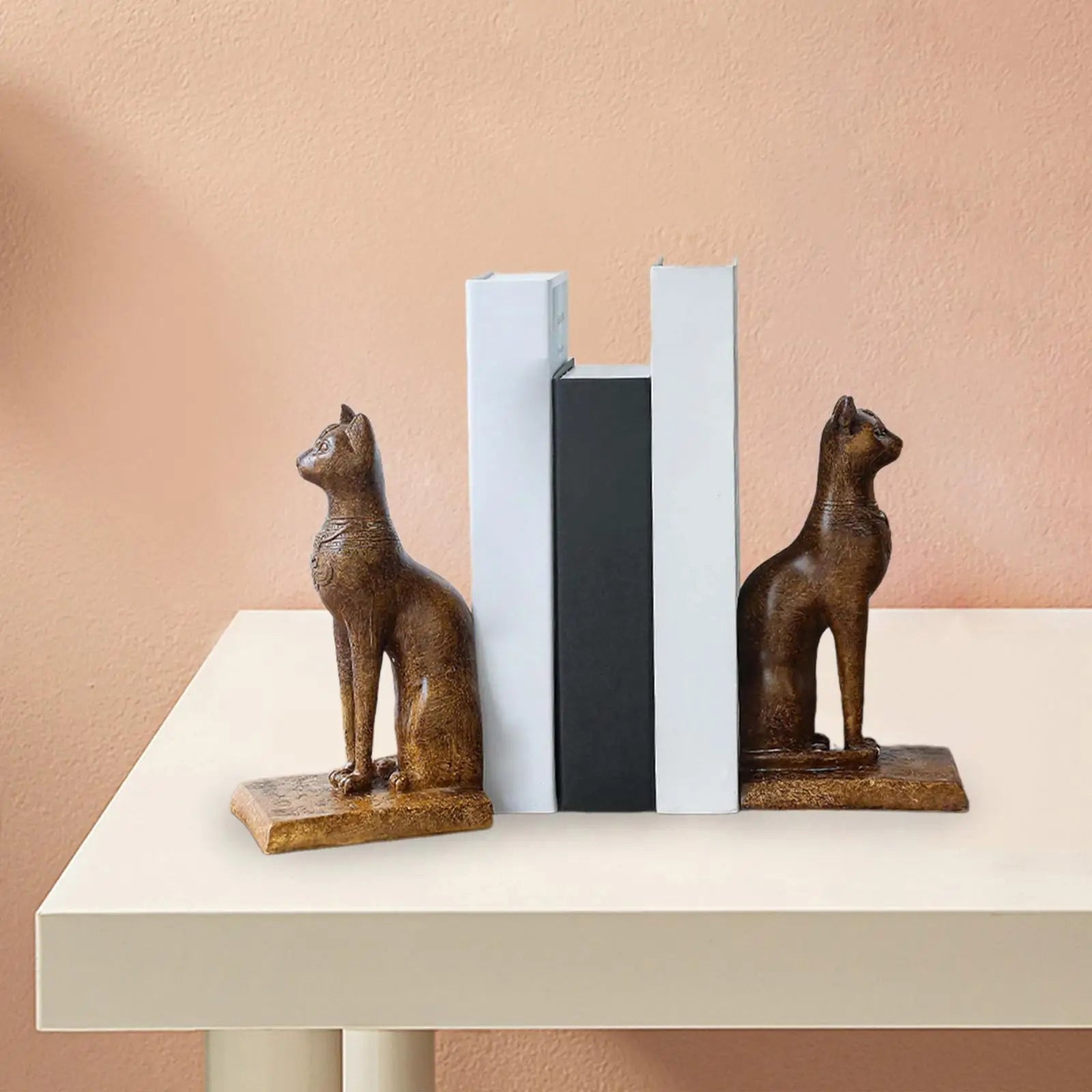 Vintage Egípcio Gato Estátuas Bookends, Estante de Livros, Suportes de Livros, Estante Bar, Escritório, Quarto, Decoração de Casa, 2pcs