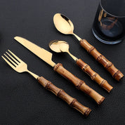 Conjunto de Talheres de Bambu com 24pcs