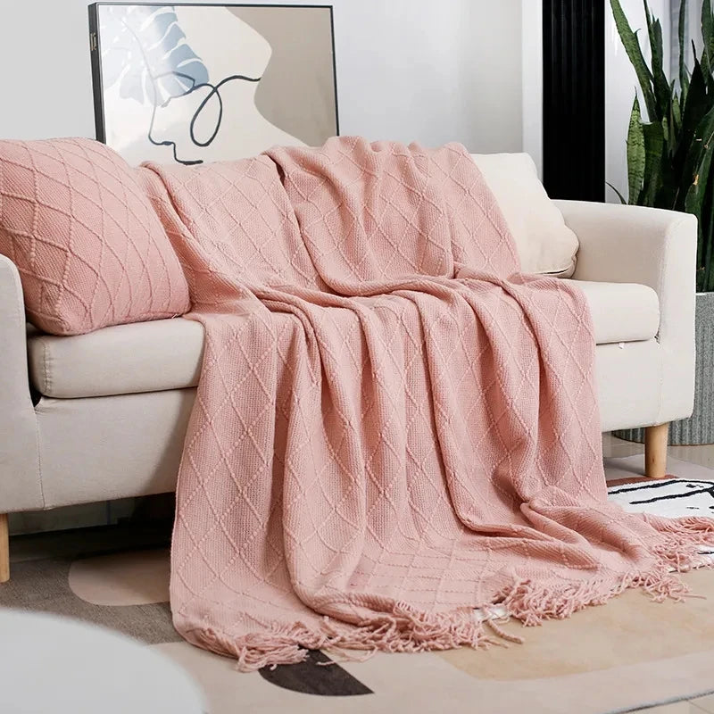 Nordic malha tv cobertores cama final decoração navio da gota xale sofá cobertor com borlas cachecol sofá emulação velo lance cobertor