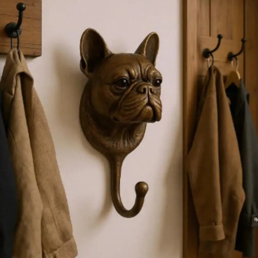 Cabide de armazenamento multifuncional, gancho de parede de buldogue, cabide decorativo de chave, estatueta de cachorro vintage, organizador de parede para casa