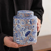 Jarra de chá de cerâmica chinesa, jarra de doces roxa de alta qualidade, caixa selada de porcelana azul e branca, garrafa de cerâmica funcional, ornamento para casa