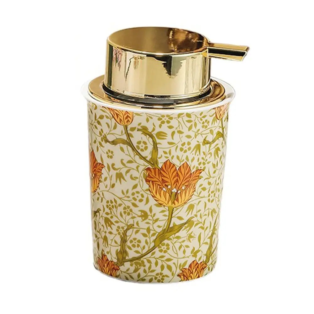 Dispensador de sabão de espuma cerâmica decorativa floral vintage luxo garrafa de espuma líquida 250ml recarregável garrafa de bomba de sabão de mão