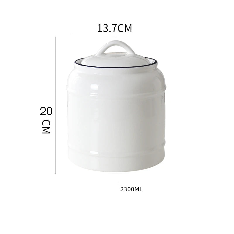 Jarro selado cerâmico com tampa, jarra do armazenamento da mercearia, grande capacidade, transportador portátil do chá, armazenamento do petisco da umidade-prova, uso home