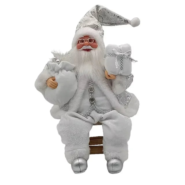 Decoração de personagem de natal pendurado decoração de árvore de natal boneca brinquedo 14 polegada sentado papai noel estátua presente