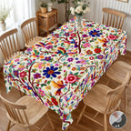 1 peça de toalha de mesa estilo mexicano, decoração de festa de cinco de mayo, toalha de mesa decorativa mexicana com padrões florais e pássaros brilhantes, perfeita para casamentos, aniversários, piqueniques, festas de chá, cozinhas domésticas e decorações de férias