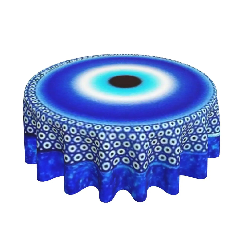Toalha de mesa redonda de mau olhado, capa de mesa decorativa de tecido, toalha de mesa de 60 polegadas para mesa