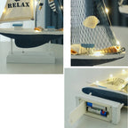 Retro estilo mediterrâneo de madeira led barco à vela modelo criativo oceano estilo desktop ornamento artesanato pequeno barco decoração para casa presente