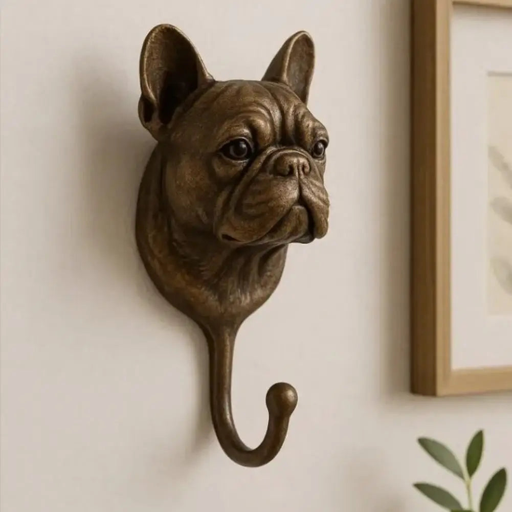 Cabide de armazenamento multifuncional, gancho de parede de buldogue, cabide decorativo de chave, estatueta de cachorro vintage, organizador de parede para casa