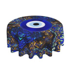 Toalha de mesa redonda de mau olhado, capa de mesa decorativa de tecido, toalha de mesa de 60 polegadas para mesa