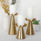Castiçal dourado 3-1 conjunto, castiçal, pilar, recipiente de vela, suporte de metal cônico, decoração de casamento, luxo, presentes de dia dos namorados