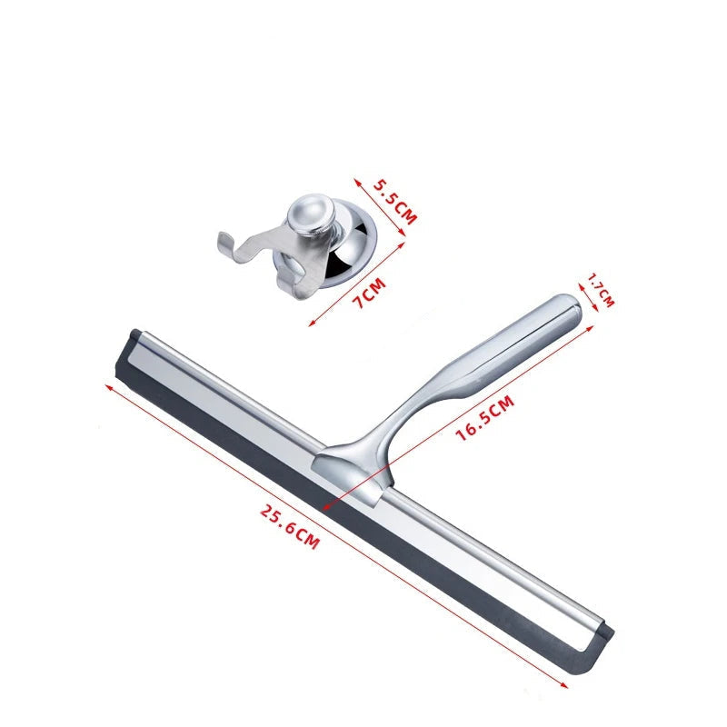 Rodo de silicone multiuso, raspador de parede, alça de aço inoxidável, limpador com gancho para cozinha, banheiro, janela, vidro limpo