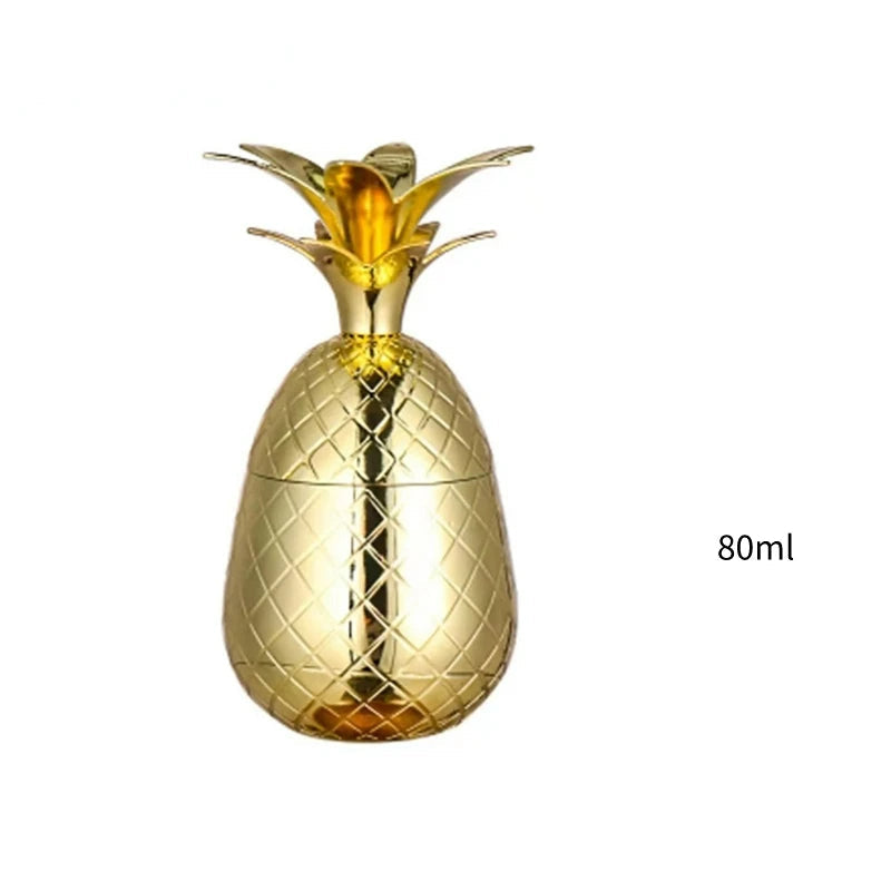 Copo de abacaxi de aço inoxidável, caneca mule de moscou, canecas de metal criativas, copos de vidro de coquetel com canudo e tampa, canecas de coquetel, ferramenta de bar