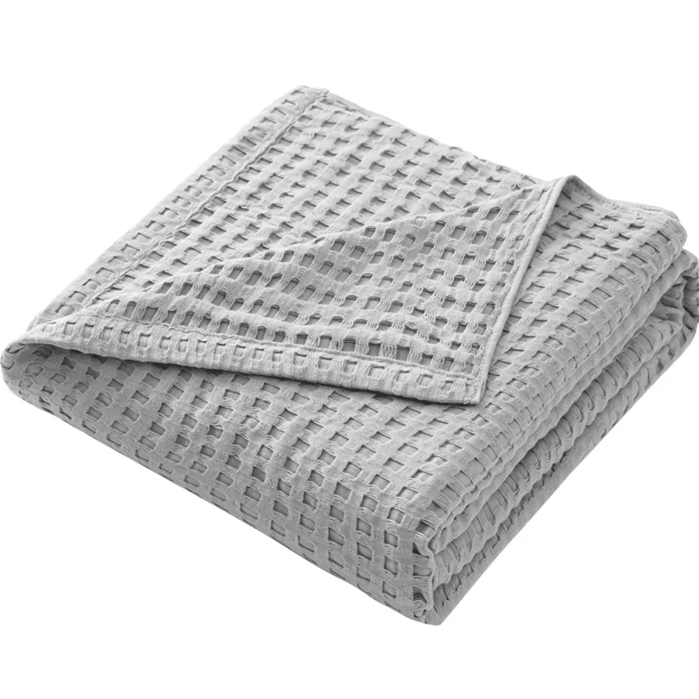 Cobertor térmico de algodão puro premium, cobertor térmico macio e confortável, leve, colchas para todas as estações