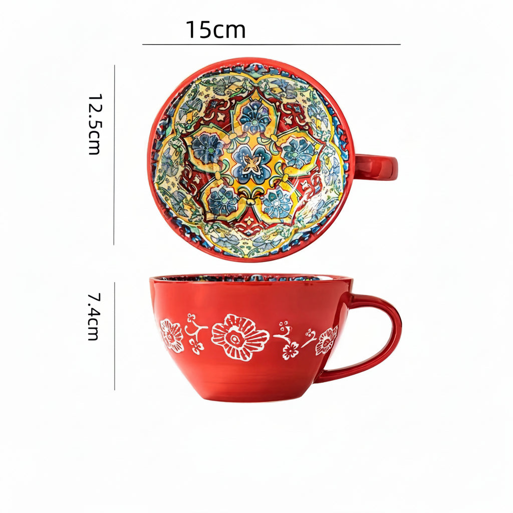 Caneca de chá boêmia da manhã, caneca de café de cerâmica de 13,5 onças para colegas de família, professores, esposas, maridos, irmãs, irmãos engraçados