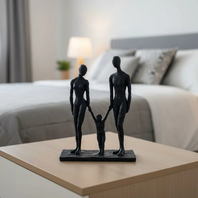 Vilead moderna resina família escultura abstrata pais e filho estátua minimalista decoração de casa estatueta preta presente ornamento interior