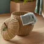 Boho artesanal tecido à mão rattan natural em forma de pêra cesta de armazenamento organizador bandeja de mesa decoração para casa padrão de frutas eco-amigável