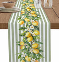 Verão limão frutas flores linho corredor de mesa cômoda cachecol decoração verde branco listrado corredores de mesa feriado cozinha festa decoração