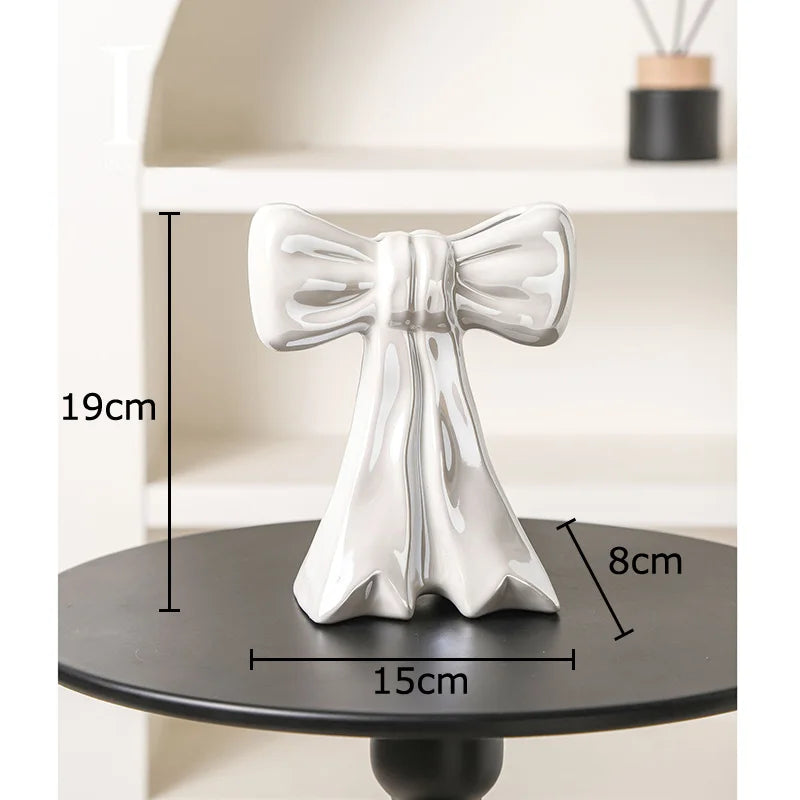 Adorável bowknot vaso de cerâmica vasos de plantas decoração de mesa arranjo de flores porcelana brilhante vaso floral decoração estética do quarto