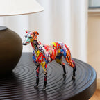 9.84inch Painting Art Graffiti Greyhound Family Dog Whibbit Dog Creative Resin Crafts Home Decoration Wine Cabinet Office Gift