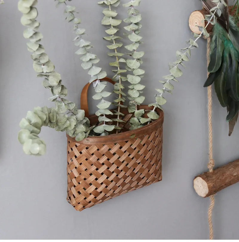 Conjunto de Cesta Decorativa de Bambu