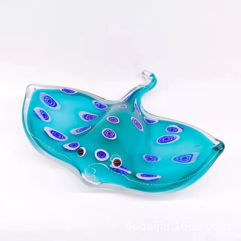 Estatuetas de animais marinhos soprados de vidro artesanal, escultura de peixe do diabo, miniaturas modernas, decorações para casa, presente de natal para crianças