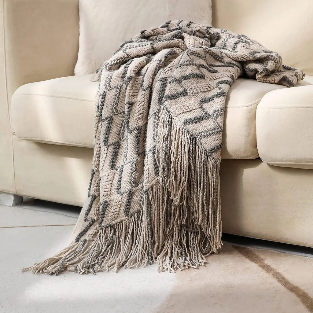 Manta de Malha Jacquard Vintage