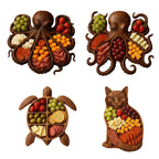 Prato de charcutaria de polvo, placa de pão de queijo com tema oceano, placa de bandeja de servir exclusiva novidade para queijo, carnes e frutas