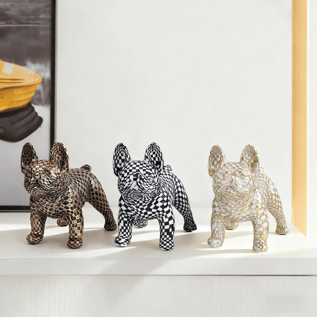 Mosaico estátua de buldogue francês artesanal escultura de arte colorida decoração animal 3d para jardim casa presente exclusivo para amantes de animais de estimação