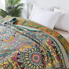 Colcha dupla de algodão puro gaze toalha colcha multifuncional cobertor verão ar condicionado refrigeração colcha boho capa de sofá