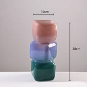 Vaso de vidro geométrico colorido, garrafa de vidro de cor gradiente, vaso de flores, terrário hidropônico, vaso de flores, decoração de casa