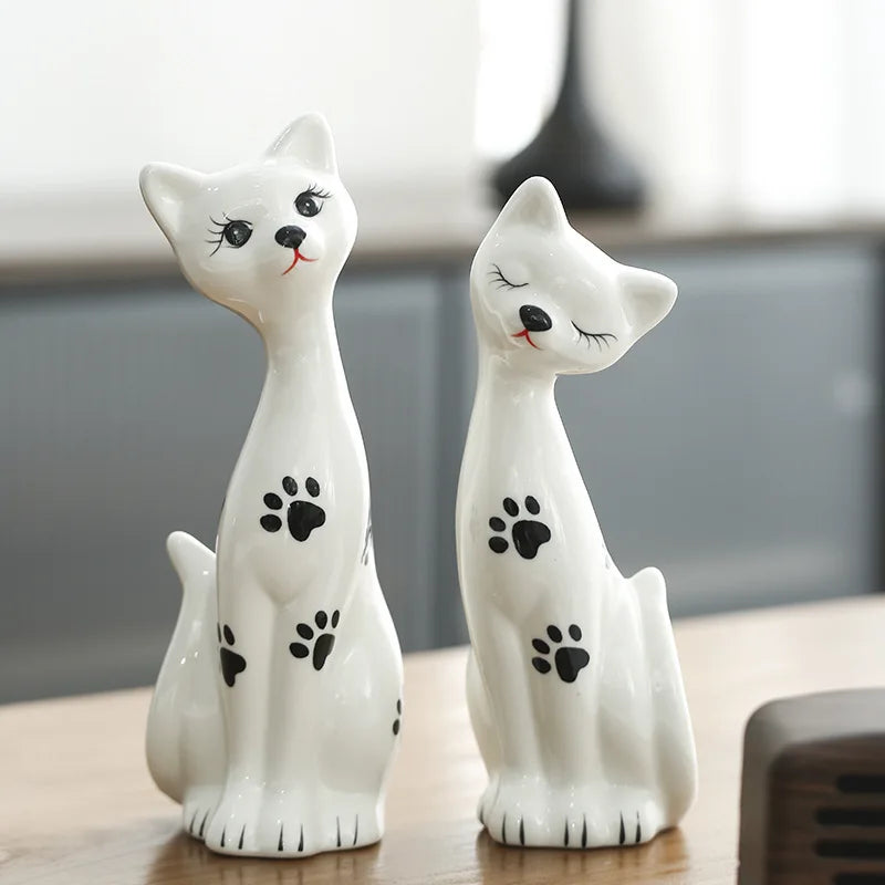 Casal de Gatos em Cerâmica