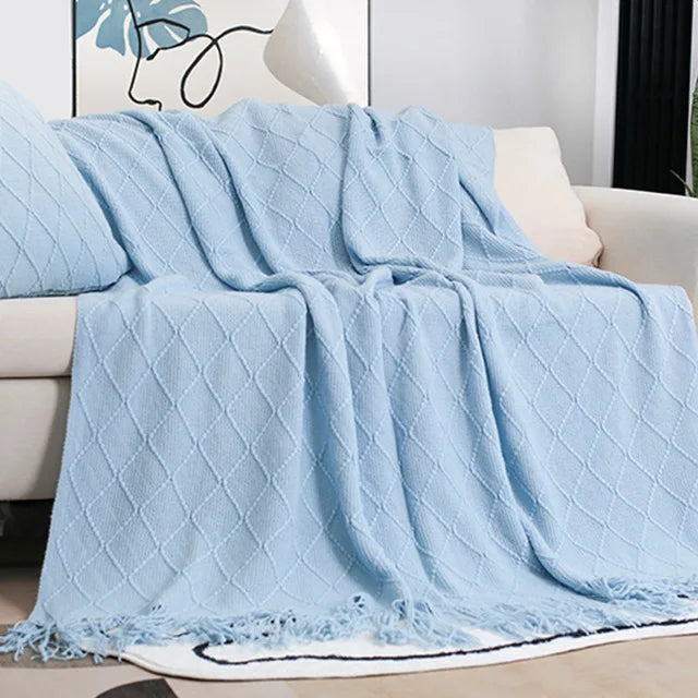 Nordic malha tv cobertores cama final decoração navio da gota xale sofá cobertor com borlas cachecol sofá emulação velo lance cobertor