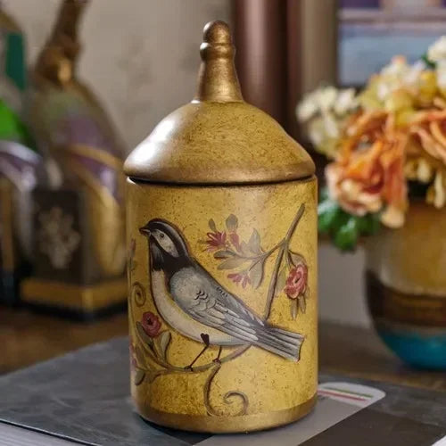 Frascos de armazenamento de cerâmica vintage, jarra de açúcar de cozinha, lata de chá esmaltada à prova de umidade, jarra de armazenamento, ornamento doméstico antigo