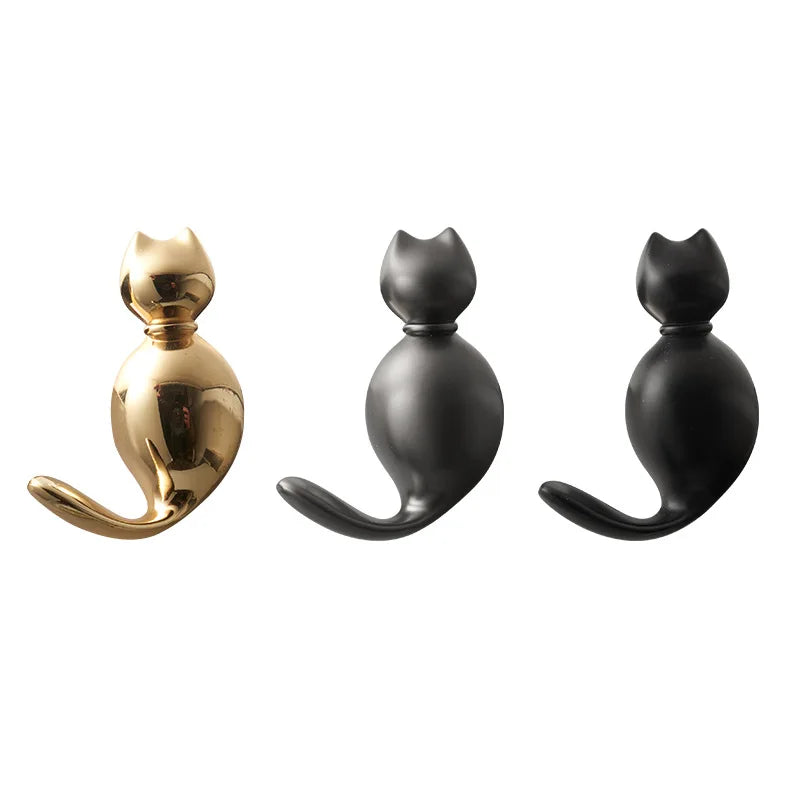 Gancho de suspensão de gato com furos para perfurar na parede atrás da porta para roupas e chapéus Ganchos de metal de alta qualidade para banheiro